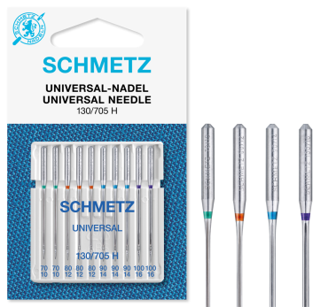 Schmetz Universal Needles, Assorted Sizes 70/10 - 100/16, Pack of 10